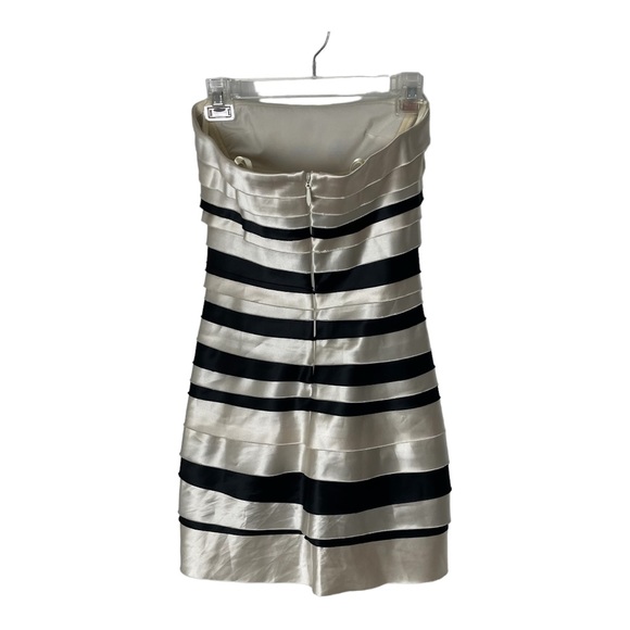 BCBGMAXAZRIA Cream and Black Strapless Cocktail Dress Size 2 - Picture 7 of 16